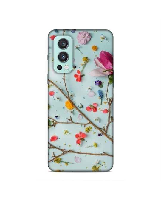 Shop Blue Premium Flowers With Strainds Printed Mobile Cover For (Oneplus Nord)-Front