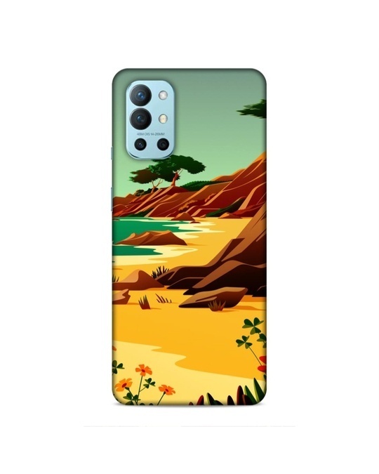 Shop Brown Premium Nature Beach Painting Printed Mobile Cover For (Oneplus 9r)-Front