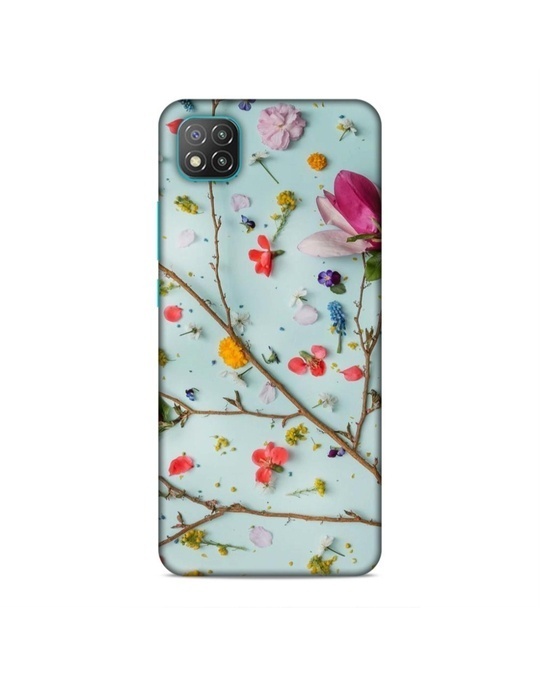 Shop Green Premium Flowers With Strainds 3d Printed Hard Back Case For (Xiaomi Pococ3)-Front