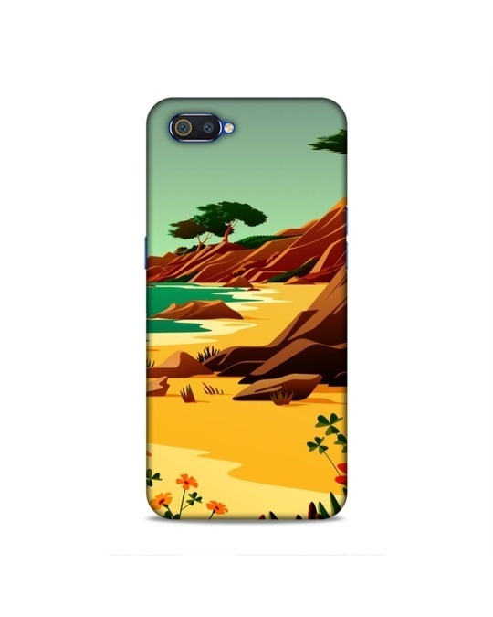 Shop Multicolor Premium Nature Beach Painting 3d Printed Hard Back Case For (Realme C2)-Front
