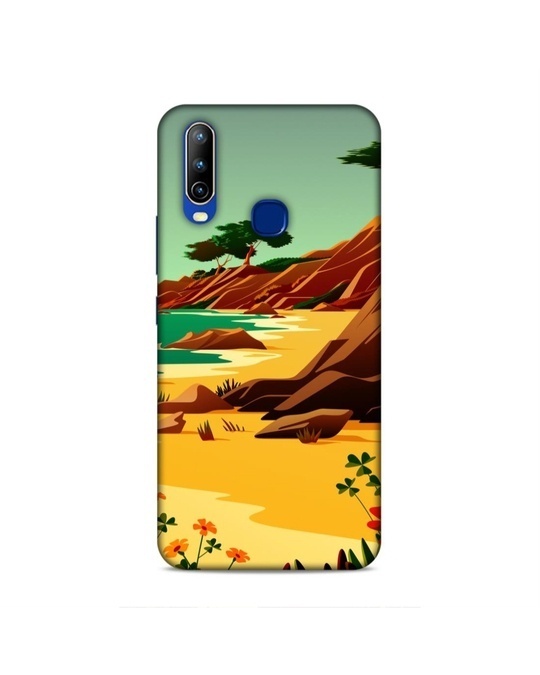 Shop Multicolor Premium Nature Beach Painting 3d Printed Hard Back Case For (Vivo U10)-Front