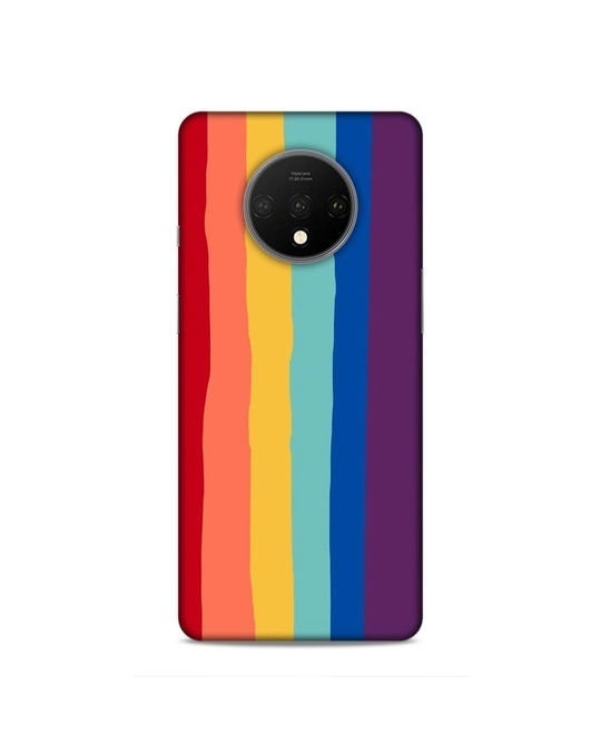 Shop Multicolor Premium Rainbow Stripes Printed Hard Back Case Mobile Cover For (Oneplus 7t)-Front