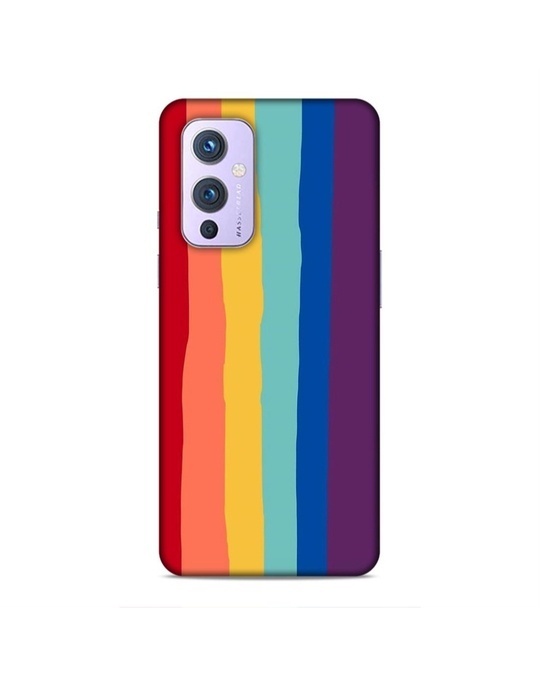 Shop Multicolor Premium Rainbow Stripes Printed Hard Back Case Mobile Cover For (Oneplus 9)-Front