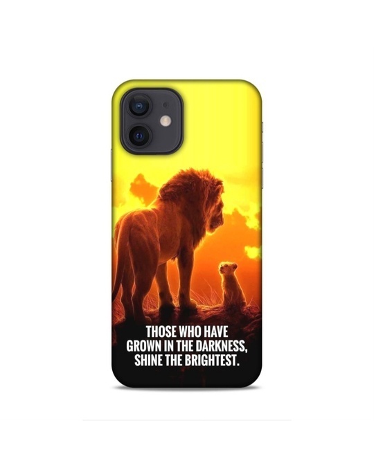 Shop Yellow Premium Lion With Cub Printed Hard Back Case Mobile Cover For (Apple Iphone 12)-Front