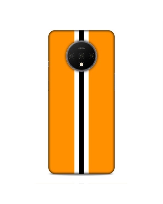 Shop Yellow Premium Yellow White & Black Stripes Printed Mobile Cover For (Oneplus 7t)-Front