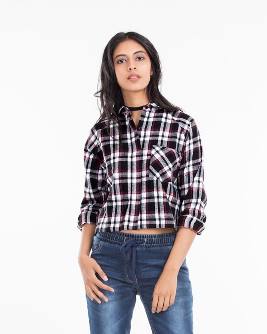 Shop Cowboy Check Crop Shirt-Front