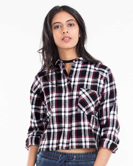 cropped checked shirt womens