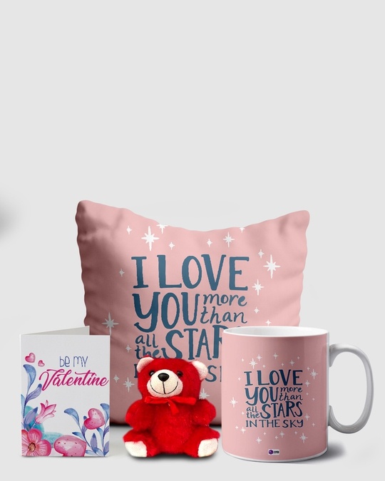 Shop Pink Love More Than Stars Valentine Teddy Combo Gift Set-Front