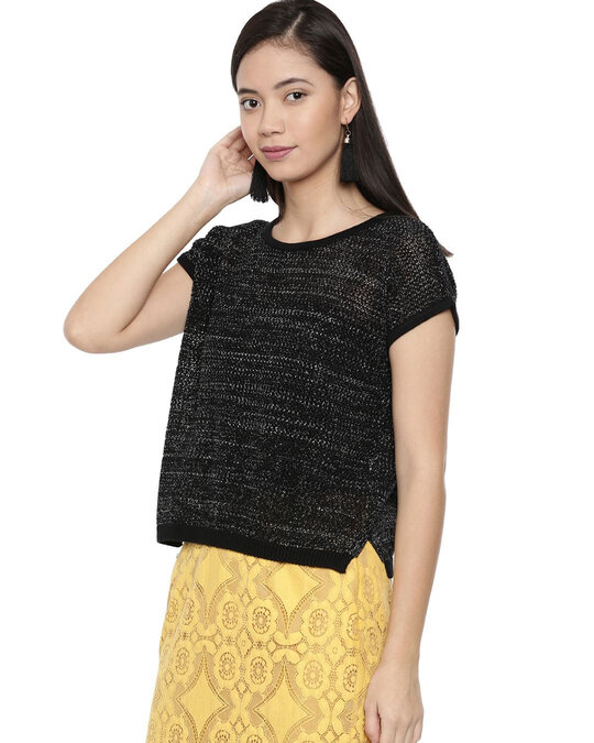 Shop Women's Black Abstract Full Sleeve Top-Design