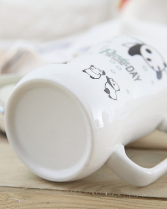 Shop Cute Panda Combo Ceramic Mug, With Lid(400ml, White, Single Piece)-Design