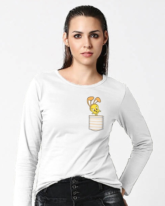 Shop Cute Tweety Pocket Full Sleeves T Shirt (LTL)-Back