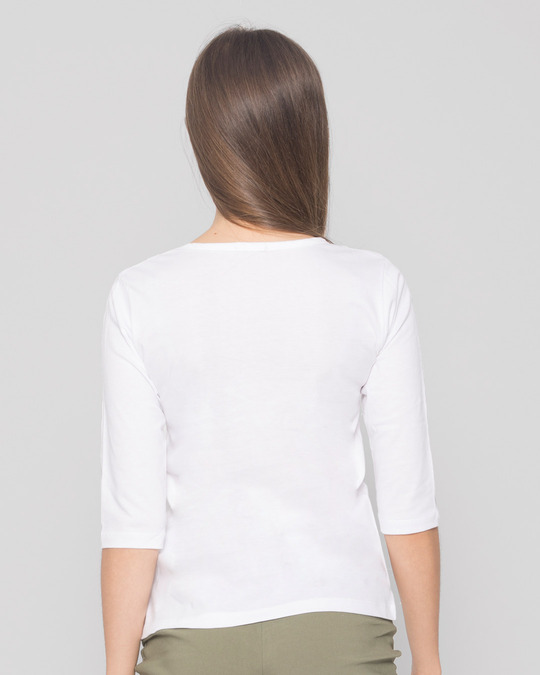 Shop Cute Tweety Pocket Round Neck 3/4 Sleeve T-Shirt (LTL) White-Design