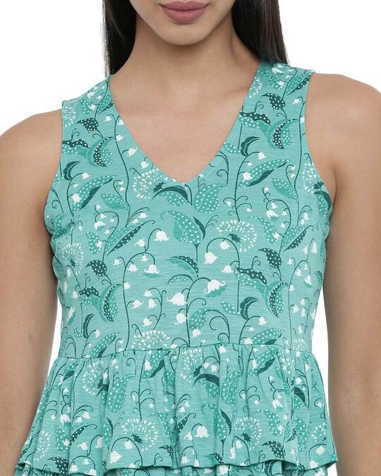 Shop Women's Blue Printed Sleeveless Top