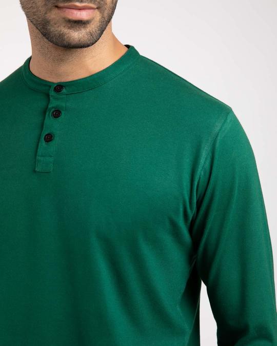 Buy Dark Forest Green Full Sleeve Henley TShirt for Men green Online