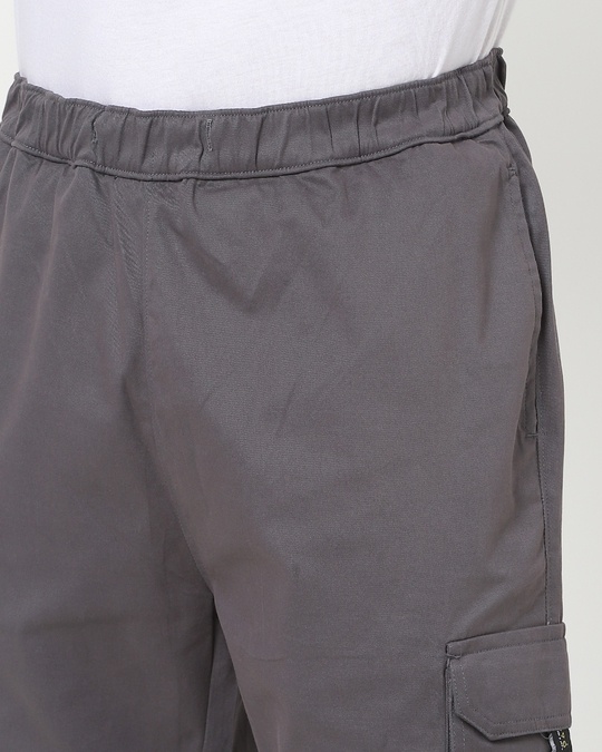 Shop Dark Grey Solid Jogger With Tape on Pocket 10