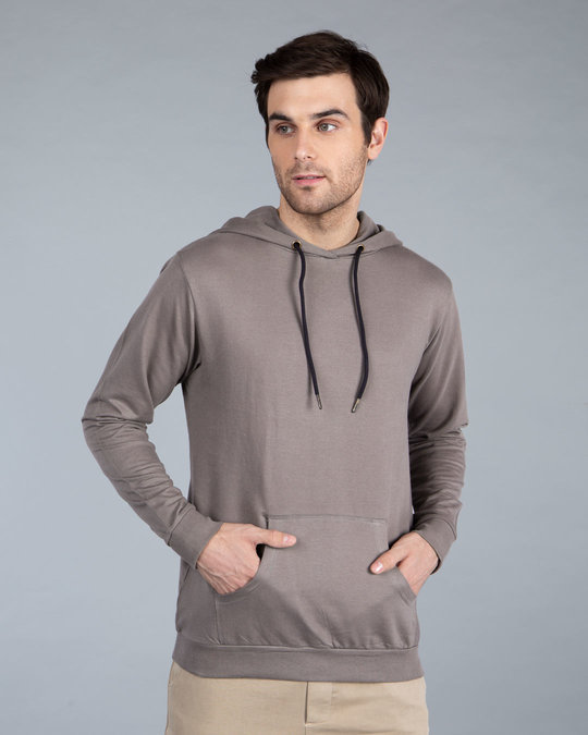 Buy Dark Gull Grey Fleece Hoodies Online at Bewakoof