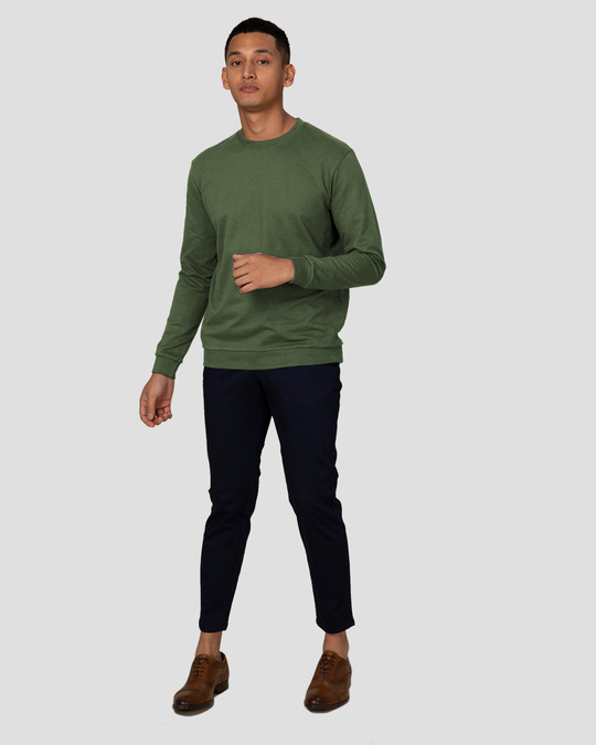 Shop Dark Olive Fleece Light Sweatshirt-Full