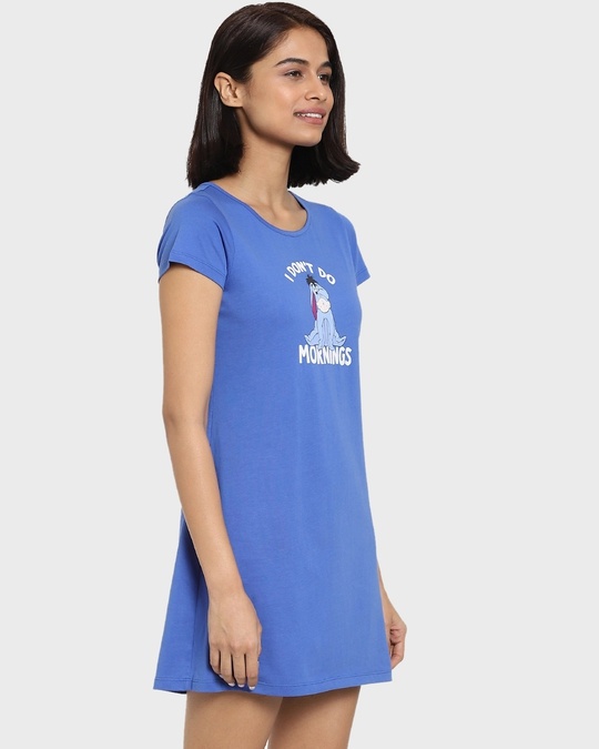 Shop Dazzling Blue Half Sleeve Round Neck Loungewear T-shirt Dress-Back