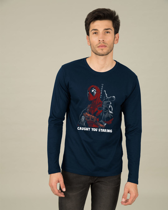 Buy Deadpool Caught You Dpl Blue Printed Full Sleeve T