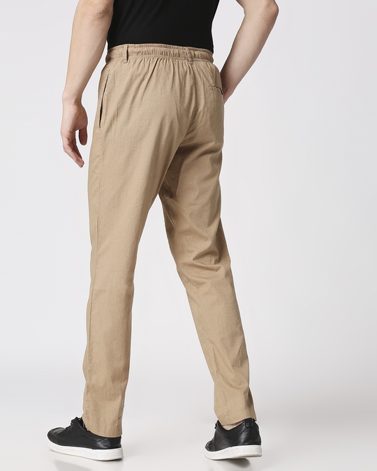 Shop Desert Beige Casual Cotton Pants-Full