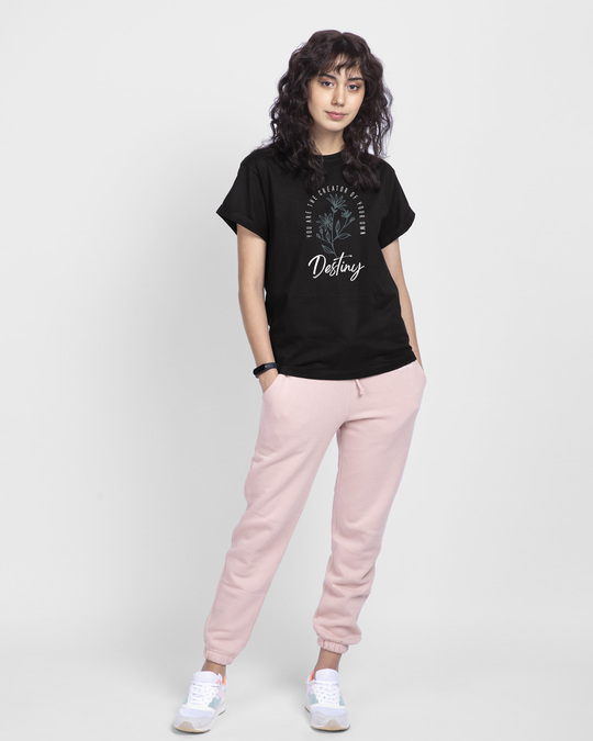 Shop Destiny Flowers Boyfriend T-Shirt Black-Design