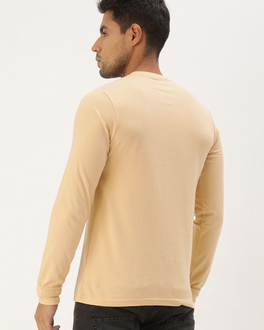 Shop Men's Beige Colourblocked T-shirt-Back