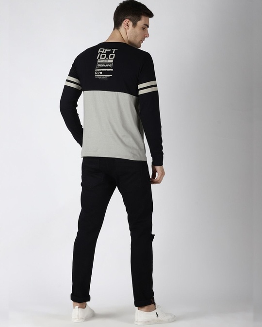 Shop Black Colourblocked T Shirt-Back