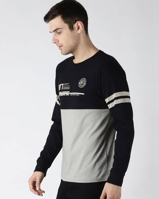 Shop Black Colourblocked T Shirt-Design