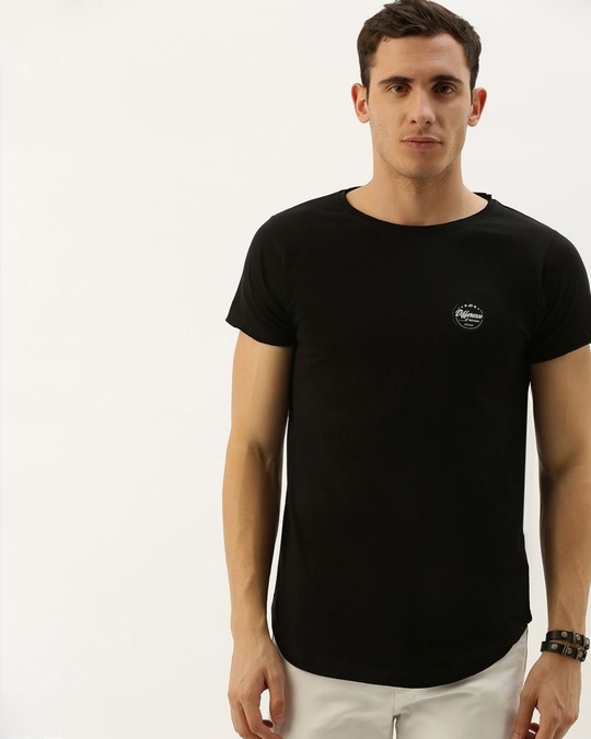 Shop Black Solid T Shirt-Front