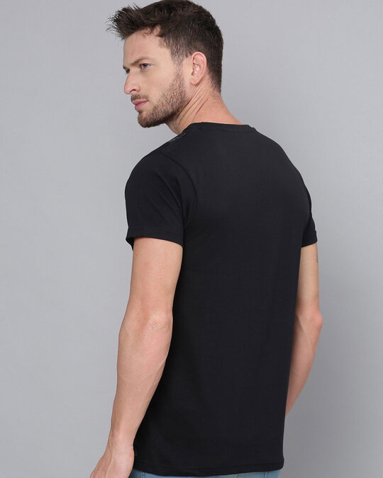 Shop Black Typo Printed T Shirt-Back
