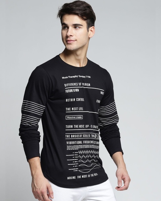 Shop Black Typography T Shirt-Full