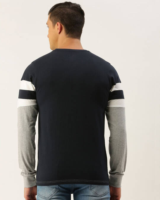 Shop Men's Blue Colourblocked T-shirt-Back