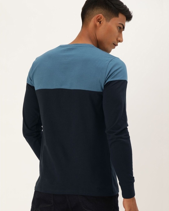 Shop Blue Colourblocked T Shirt-Back