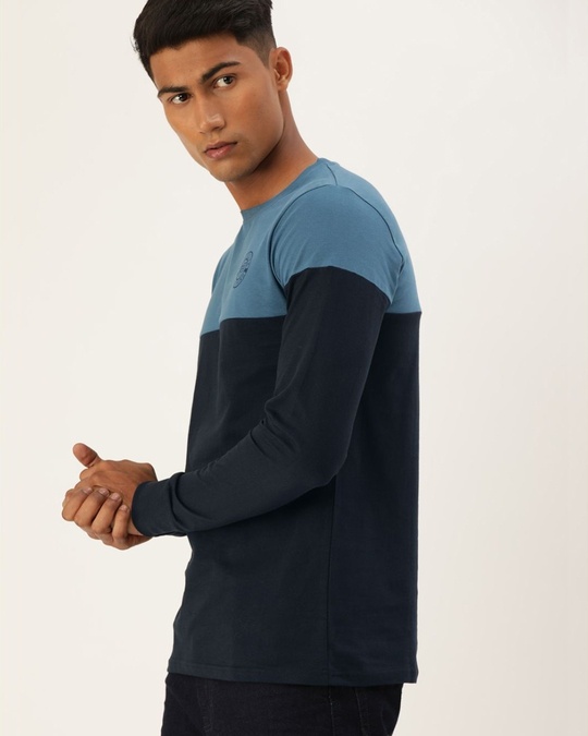 Shop Blue Colourblocked T Shirt-Design