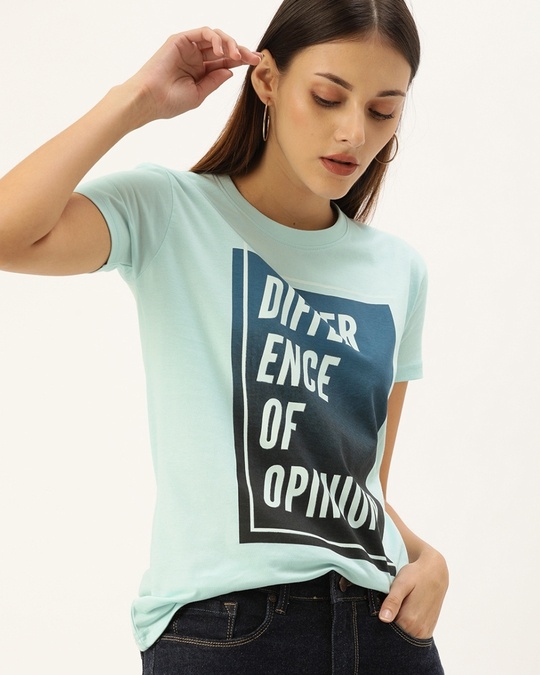 Shop Blue Graphic Print T Shirt-Front