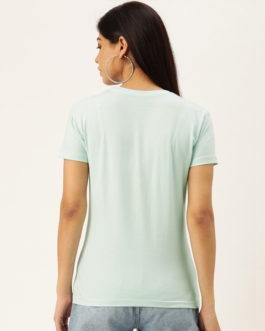 Shop Women's Blue Typographic T-shirt-Back
