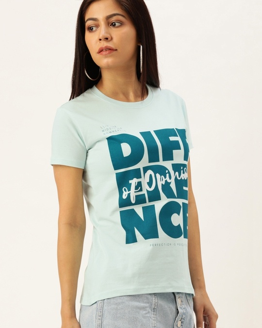 Shop Women's Blue Typographic T-shirt-Design