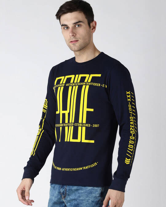 Shop Blue Typography T Shirt-Full