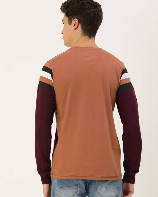 Shop Men's Brown Colourblocked T-shirt-Back
