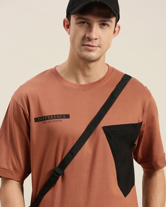 Shop Brown Colourblocked T Shirt-Full