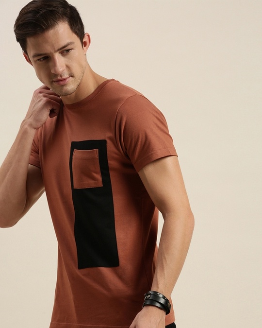 Shop Brown Colourblocked T Shirt64-Design
