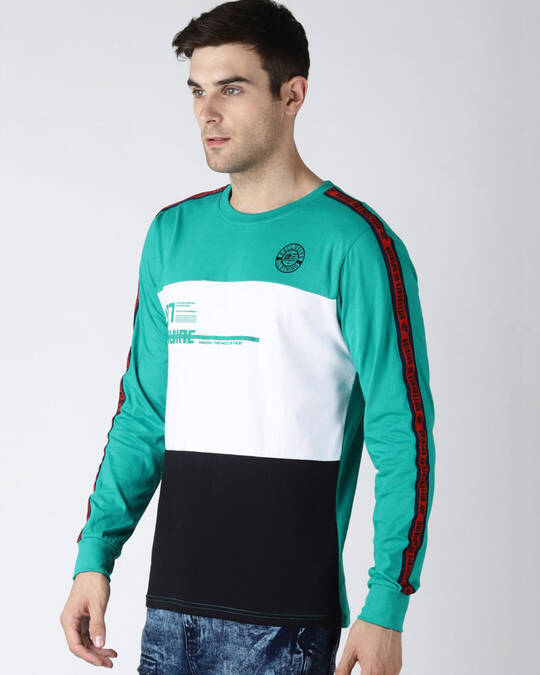 Shop Green Colourblocked T Shirt-Full
