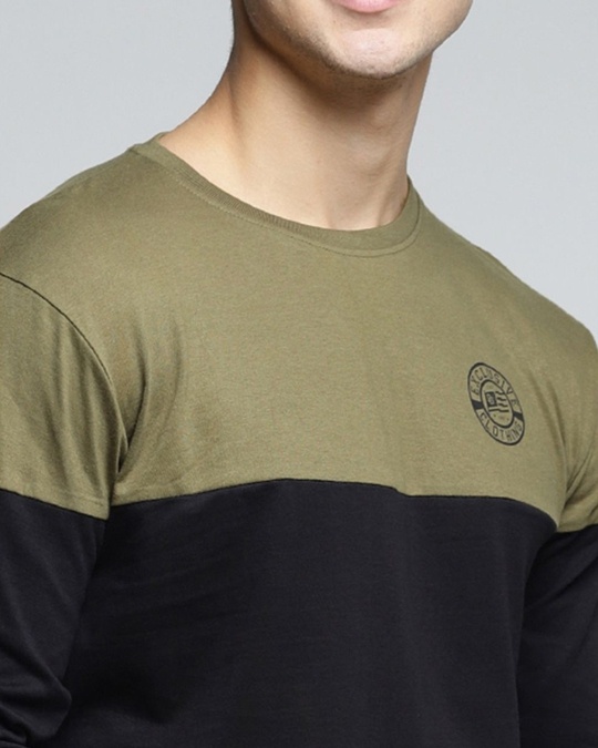 Shop Green Colourblocked T Shirt-Design
