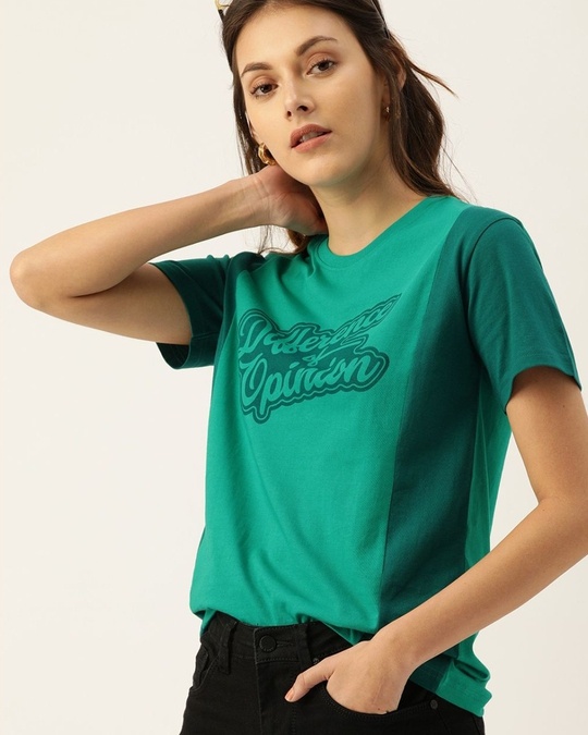Shop Green Typographic T Shirt36-Front