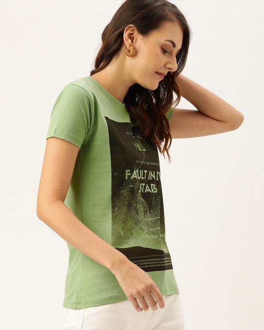 Shop Women's Green Typographic T-shirt-Design