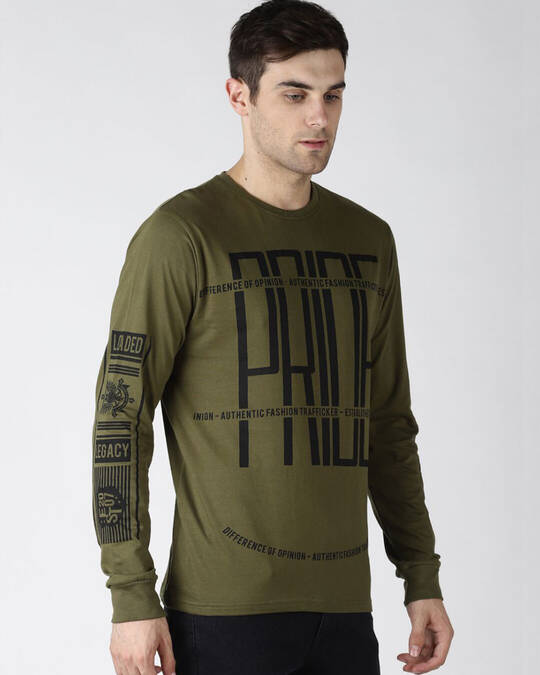 Shop Green Typography T Shirt-Full