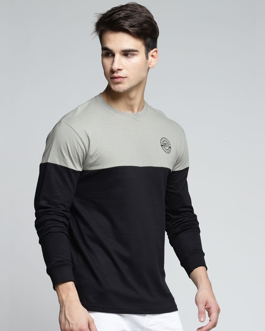 Shop Grey Colourblocked T Shirt-Full