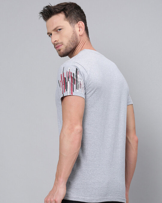 Shop Grey Melange Typography T Shirt-Back