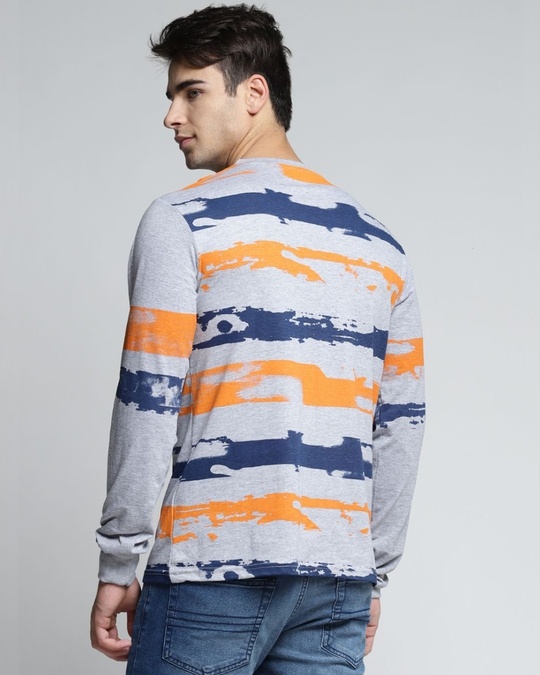 Shop Grey Striped T Shirt-Back