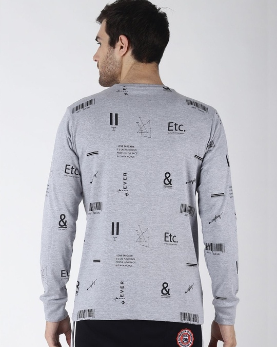Shop Grey Typography T Shirt-Back